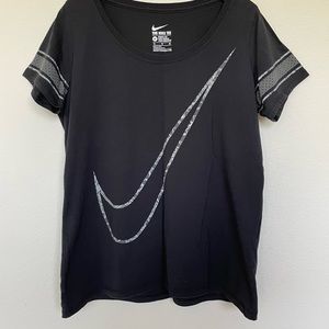 NIKE sports t-shirt cotton black logo jogging casual